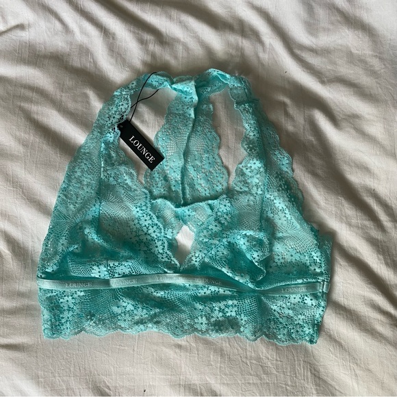 *SET* *NWT* Lounge Underwear AQUA BLUE LACE TRIANGLE BRALETTE (M) & BRIEFS (S) - Picture 3 of 8